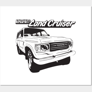 Hand-drawn FJ60 Toyota Landcruiser in black Posters and Art